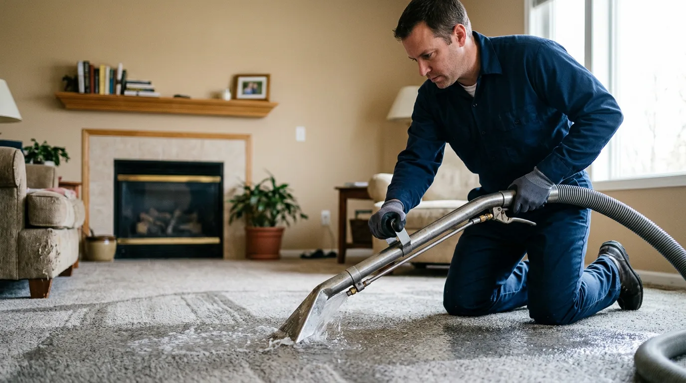 Water damage restoration technician working near Boscobel, WI